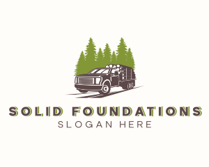 Wood - Tree Log Truck logo design