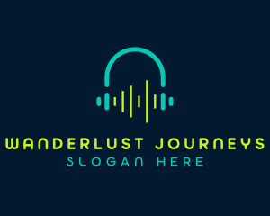 Playlist - Music Headset Soundwave logo design