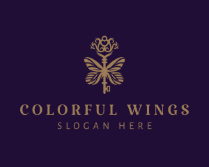 Gold Butterfly Key logo design