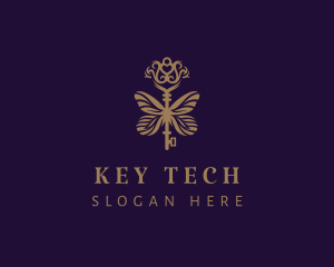 Gold Butterfly Key logo design