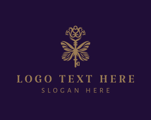 Designer - Gold Butterfly Key logo design