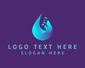 H2o - Blue Water Droplet logo design