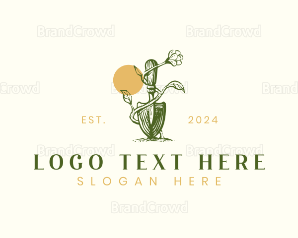 Shovel Flower Landscape Logo