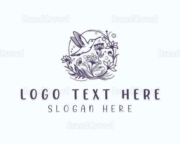 Hummingbird Floral Gardening Logo