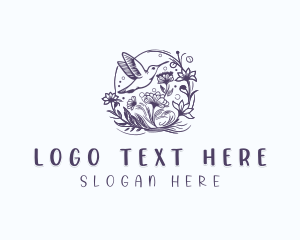 Avian - Hummingbird Floral Gardening logo design