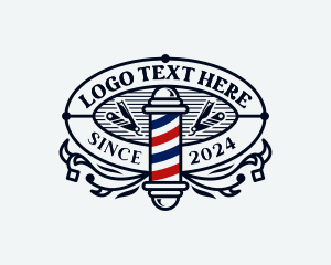 Barber Pole - Barbershop Razor Hairstyling logo design