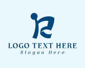 Blue - Flagpole Letter R logo design