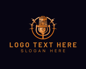 Broadcasting - Mic Podcast Recording logo design