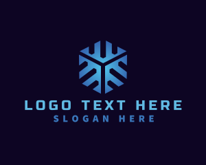 Cyberspace - Cube Snowflake Cooling logo design