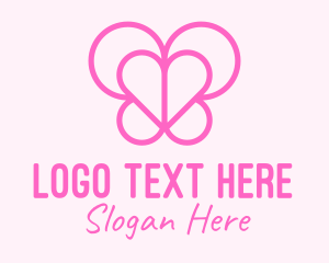 Insect - Pink Butterfly Heart logo design