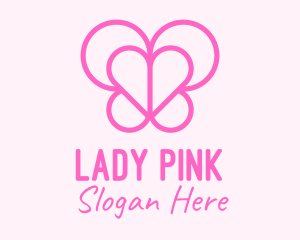 Pink Butterfly Heart logo design