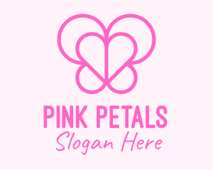 Pink Butterfly Heart logo design