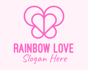 Pink Butterfly Heart logo design