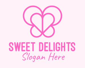 Pink Butterfly Heart logo design