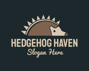 Hedgehog - Brown Hedgehog Sun logo design