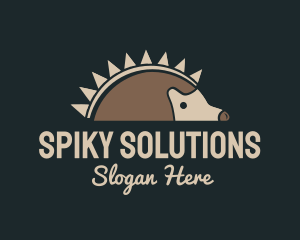 Porcupine - Brown Hedgehog Sun logo design