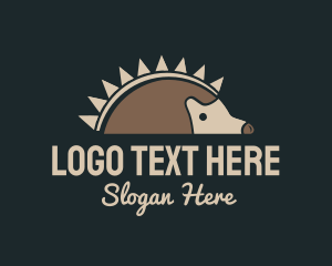 Porcupine - Brown Hedgehog Sun logo design