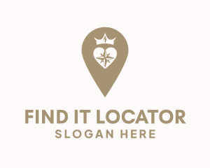 Location Pin Heart Crown logo design