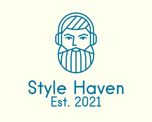 Customer Support - Male Beard Headphones logo design