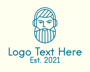 Male - Male Beard Headphones logo design
