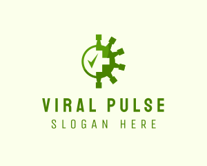 Virus - Green Virus Checkmark logo design
