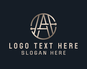 Blockchain - Digital Circuit Letter A logo design