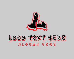 Hip Hop - Splatter Graffiti Letter L logo design