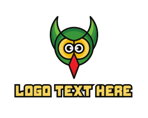 Green Eye - Green Owl Horns logo design