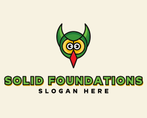 Horns - Owl Bird Face logo design