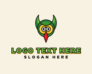 Horns - Owl Bird Face logo design