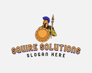 Squire - Spartan Armored Warrior logo design