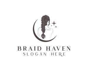 Braids - Moon Woman Braid Hair logo design