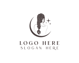 Designer - Moon Woman Braid Hair logo design