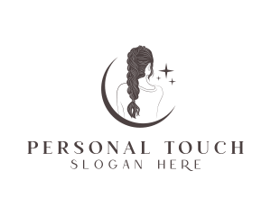 Personal - Moon Woman Braid Hair logo design
