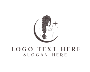 Blogger - Moon Woman Braid Hair logo design
