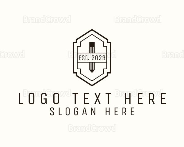 Pencil Writer Retro Badge Logo