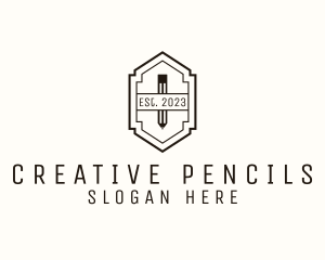 Pencil Writer Retro Badge logo design