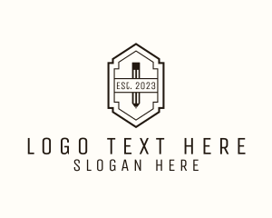 Collage - Pencil Writer Retro Badge logo design