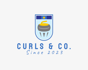 Ice Curling Crest logo design