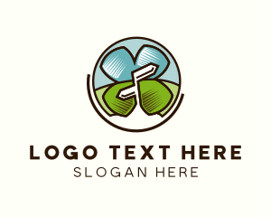 Travelling - Clover Leaf Direction Signage logo design