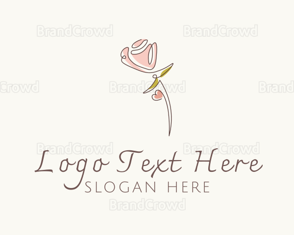 Rose Scribble Line Art Logo