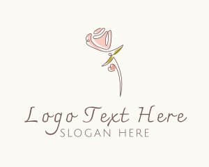 Salon - Rose Scribble Line Art logo design
