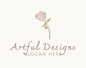 Rose Scribble Line Art logo design