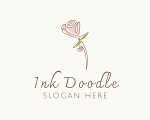 Rose Scribble Line Art logo design