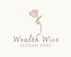 Bouquet - Rose Scribble Line Art logo design