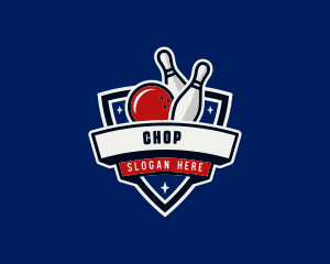 Bowling Ball Pin Shield Logo