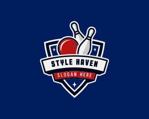 Team - Bowling Ball Pin Shield logo design