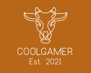 Cow - Symmetrical Cowhead Monoline logo design