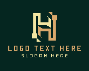 Stock Market - Modern Glitch Letter H logo design