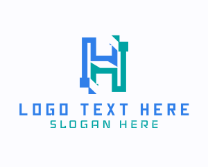 Industry - Modern Glitch Letter H logo design